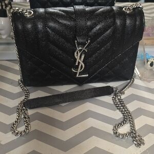 Envelope Triquilt Small YSL Shoulder Bag in Grained Leather